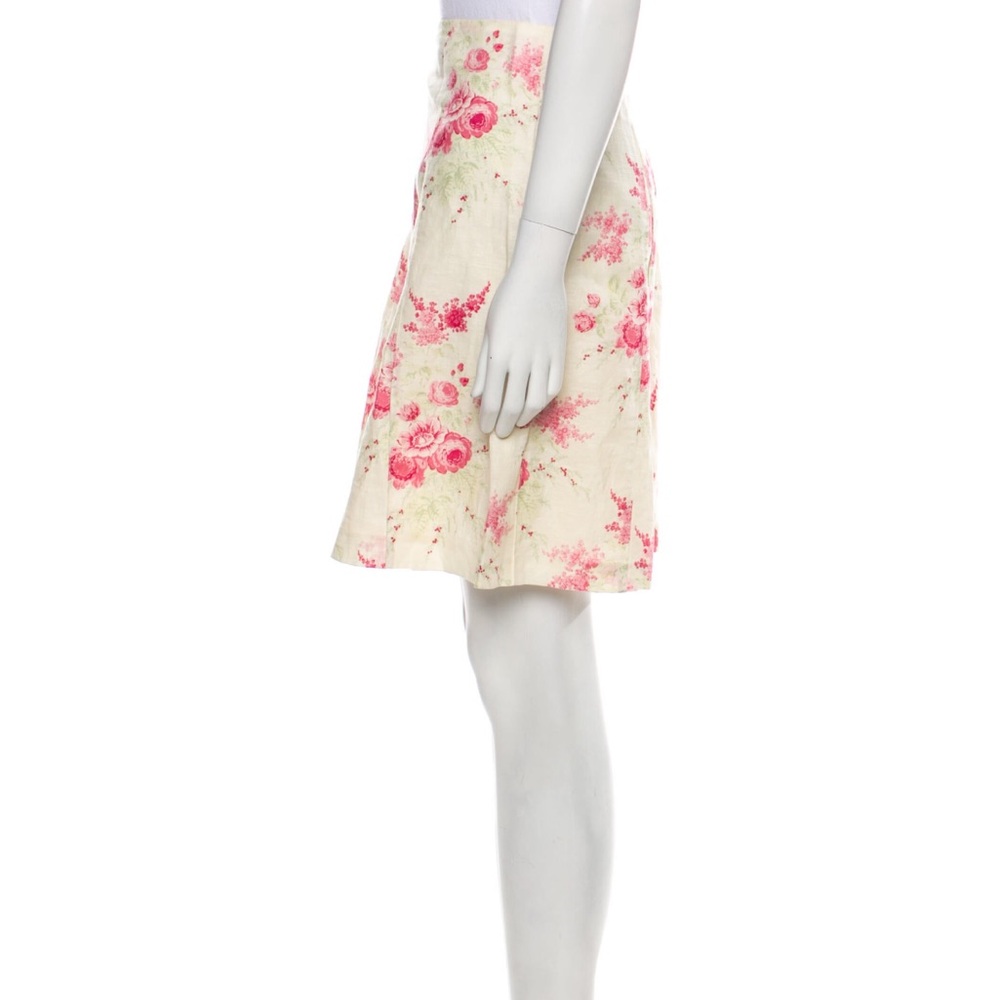 Cacharel Floral Cream and Pink Women's Skirt M - Picture 2 of 3
